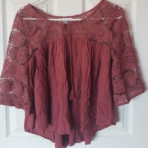 Peasant sweater with transparent sleeves